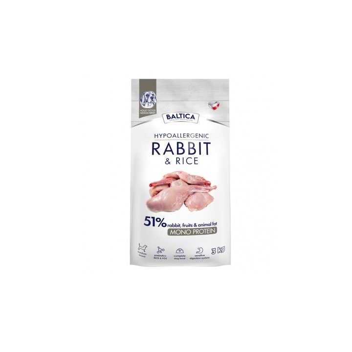 BALTICA Nutraceutic Hypoallergenic M Rabbit with rice - dry dog food - 3kg