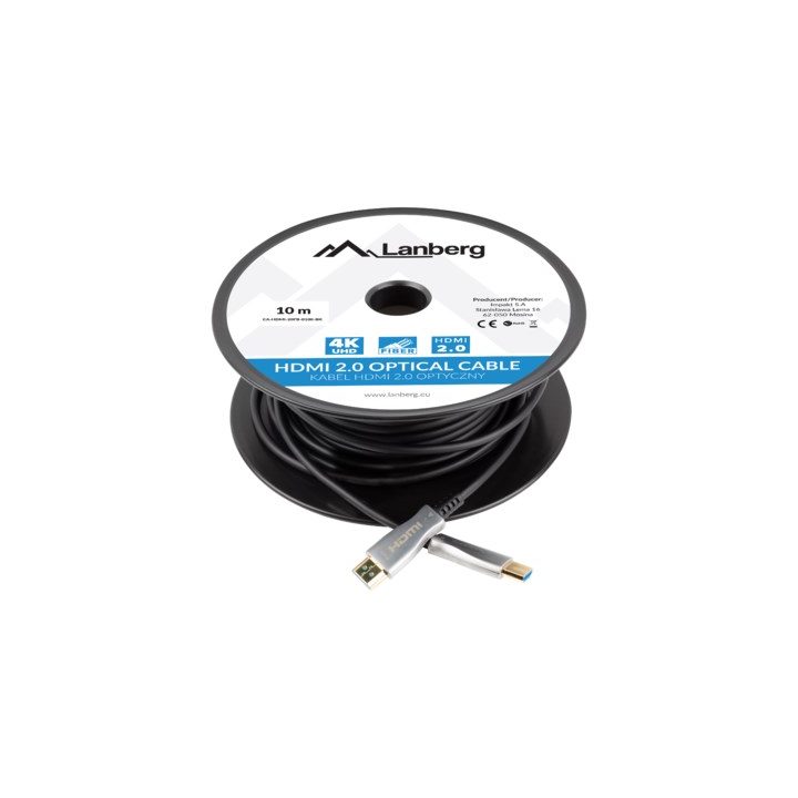 LANBERG HDMI CABLE M/M V2.0 10M OPTICAL AOC BLACK CA-HDMI-20FB-0100-BK