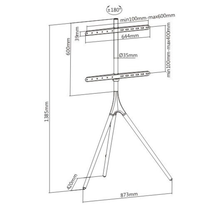 Supporto Techly ICA-TR18SAM TV 165.1 cm (65 ) noce