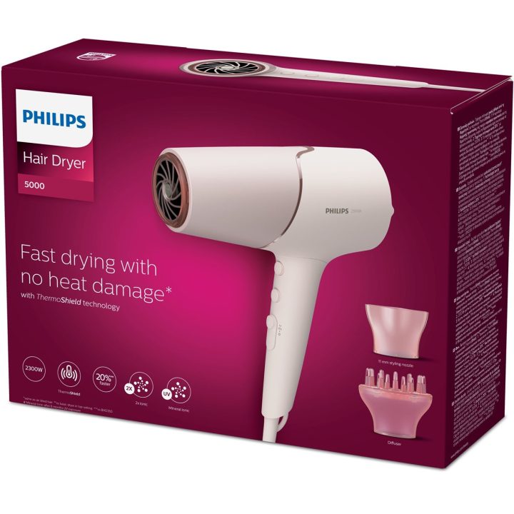 Philips 5000 series BHD530/00 asciugacapelli 2300 W Rosa Bianco