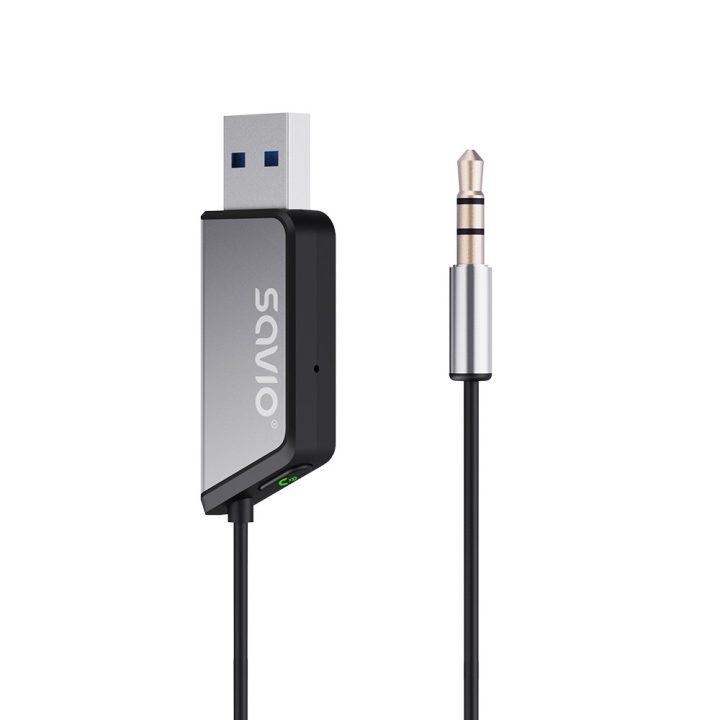 Savio TR-16 Adattatore trasmettitore AUX con funzione vivavoce Bluetooth 5.3 Google Assistant/Siri