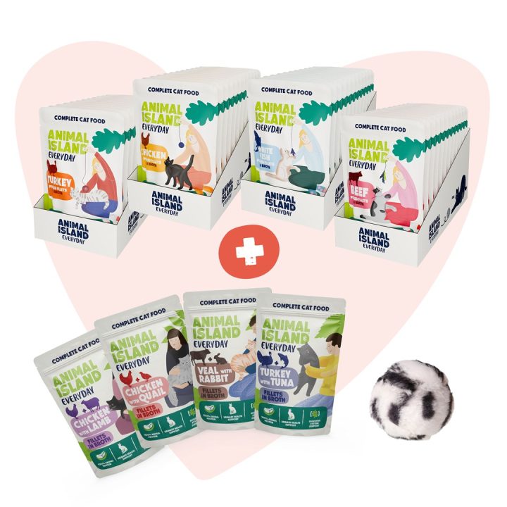 ANIMAL ISLAND Love Box Brodo mix di sapori 48szt + giocattolo