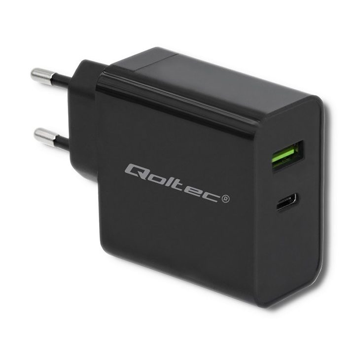 Qoltec 51717 caricabatterie | 45W | 5-20V | 2.25-3A | USB tipo C PD | USB | nero