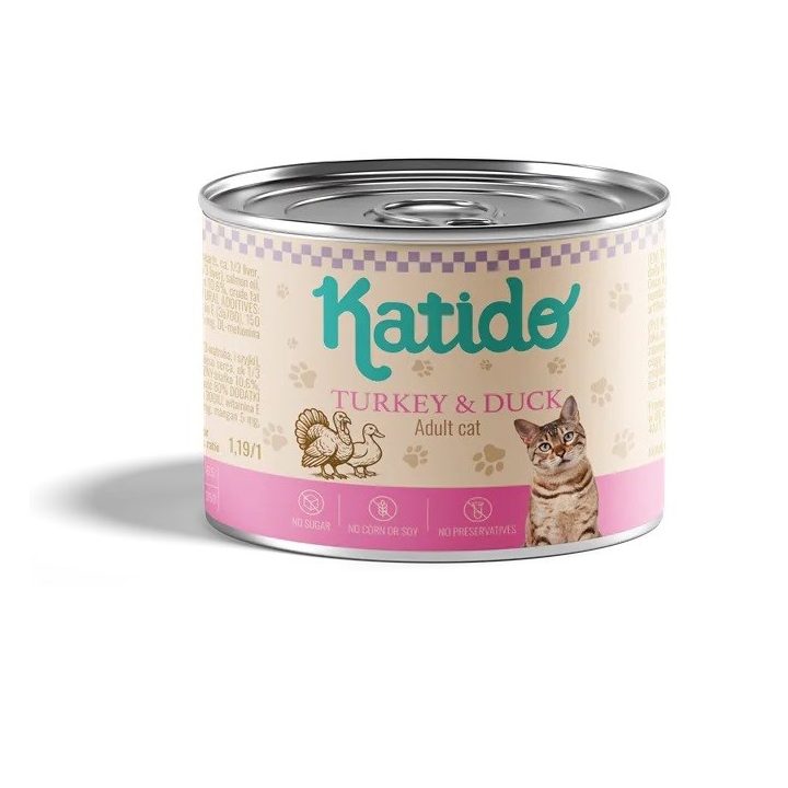 KATIDO Tacchino con anatra - cibo umido per gatti - 200g