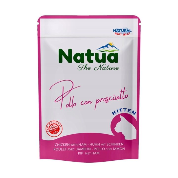 Natua Natural pollo con prosciutto cibo umido per gattini 70g
