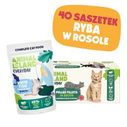 ANIMAL ISLAND Pesce bianco in brodo - cibo umido per gatti - 40x85g