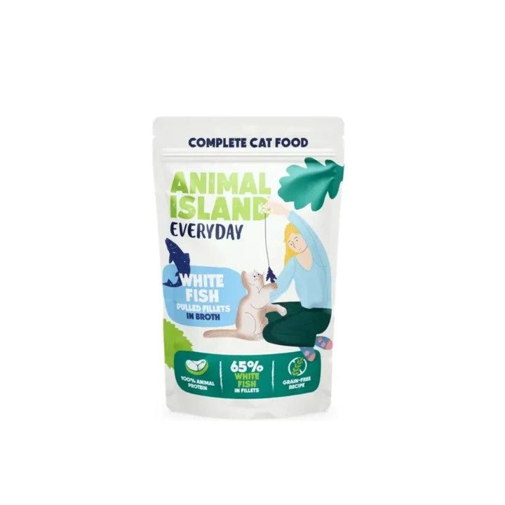 ANIMAL ISLAND Pesce bianco in brodo - cibo umido per gatti - 40x85g