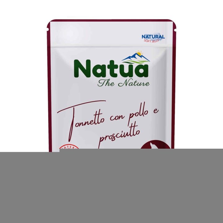 Natua Natural tonno e pollo con prosciutto cibo umido per gatto 70g