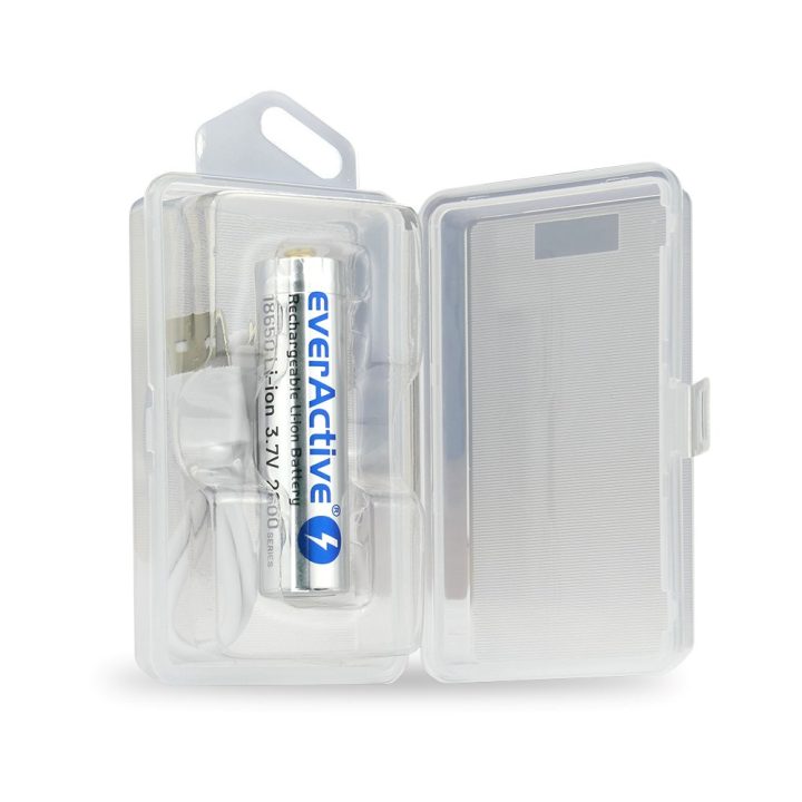 Batteria everActive 18650 3.7V Li-ion 2600mAh micro USB con protezione BOX
