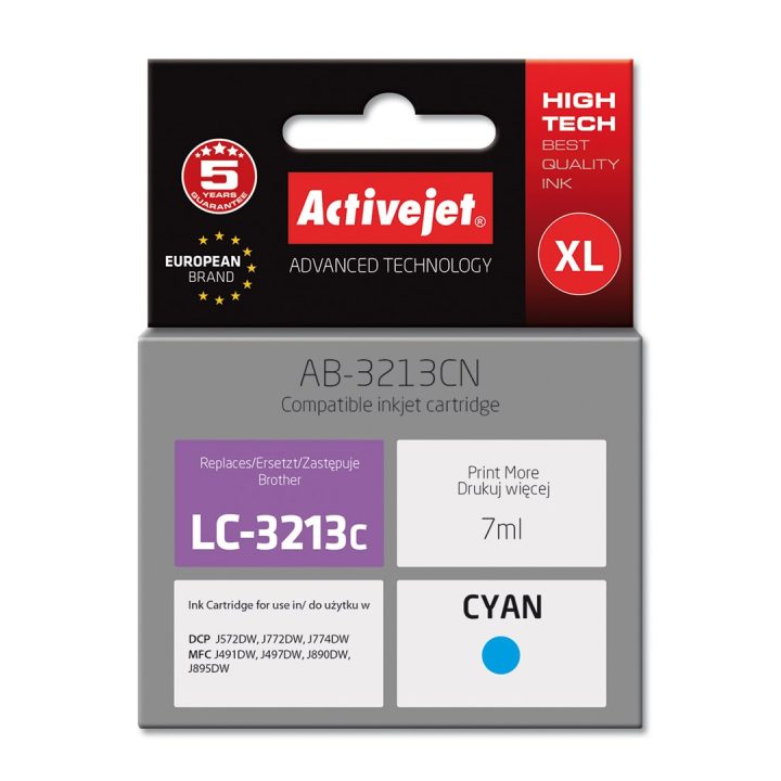 Activejet AB-3213CN Cartuccia d'inchiostro (sostitutiva per Brother LC3213C Supreme 7 ml ciano)