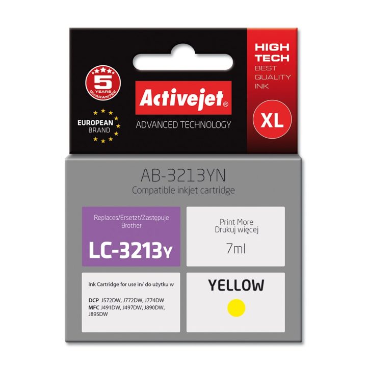 Activejet AB-3213YN Cartuccia d'inchiostro (sostitutiva per Brother LC3213Y Supreme 7 ml giallo)