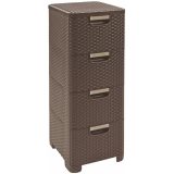 CURVER Rattan 209906 Storage Unit with 4 × 14 L Drawers Dark Brown