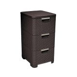 CURVER Rattan 206313 Storage Unit with 3 × 14 L Drawers Dark Brown