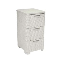 CURVER Rattan 206314 Storage Unit with 3 × 14 L Drawers Cream