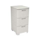 CURVER Rattan 206314 Storage Unit with 3 × 14 L Drawers Cream