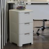 CURVER Rattan 206314 Storage Unit with 3 × 14 L Drawers Cream
