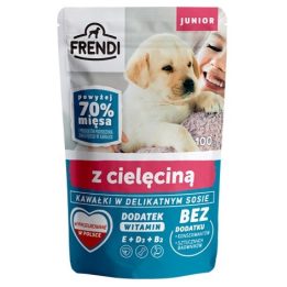 FRENDI Junior Pezzi in salsa delicata con vitello - Cibo umido per cani - 100 g