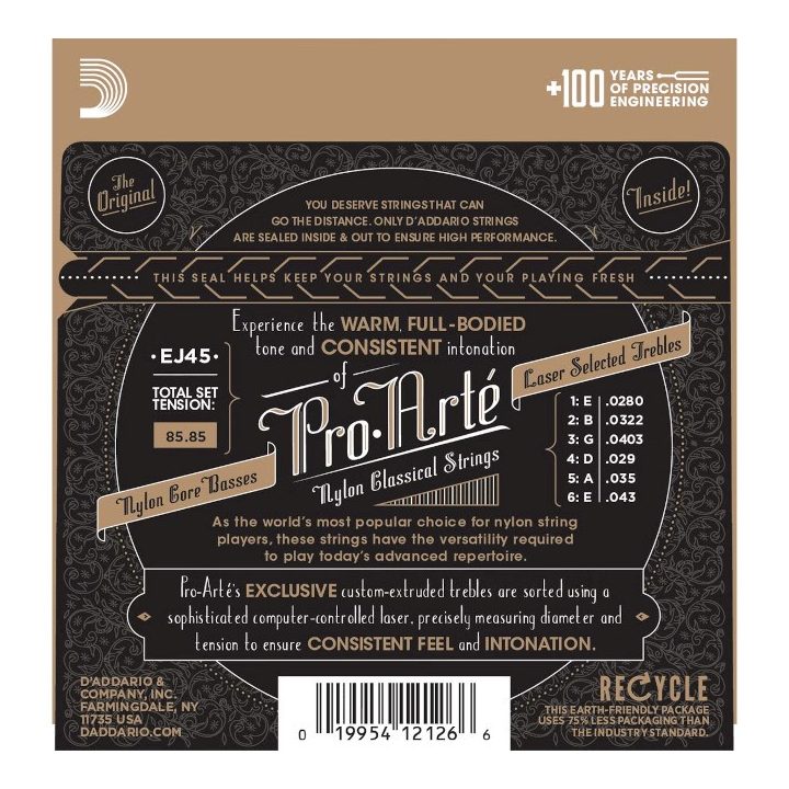 D'Addario EJ45 Pro-Arté Nylon - classical guitar strings