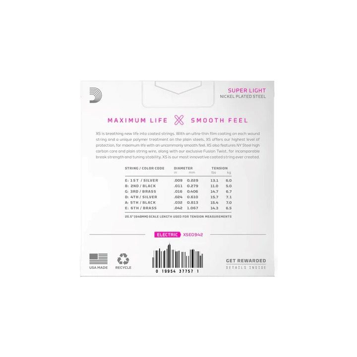 D'Addario XS Super Light (9-42) - electric guitar strings
