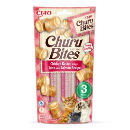 INABA Churu Bites Pollo con tonno e salmone - snack per gatti - 3x10 g