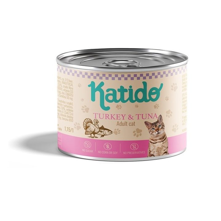 KATIDO Tacchino con tonno - cibo umido per gatti - 200g