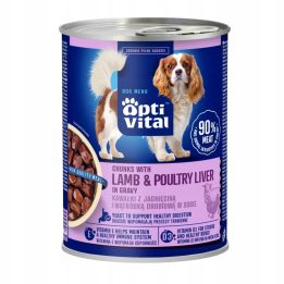 OPTIVITAL Bocconi di agnello e fegato in salsa - cibo umido per cani - 415g