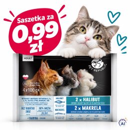 PETREPUBLIC Adult Halibut e sgombro box - cibo umido per gatti – 4x100g