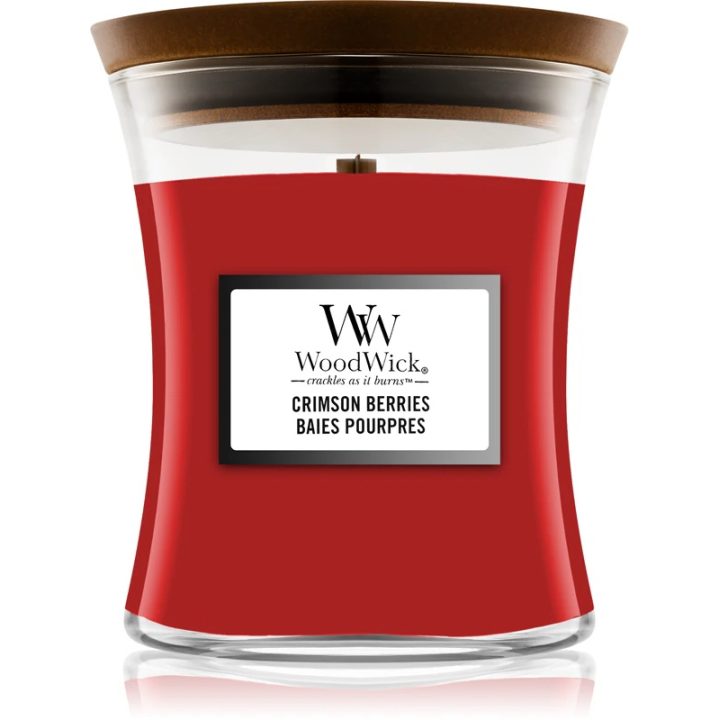 Candela profumata media WOODWICK Hourglass media bacche cremisi 275 g 1 pezzo