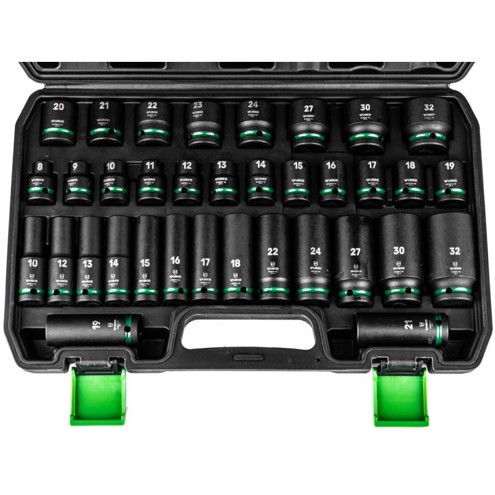 Set di bussole ad impatto lunghe 35 pezzi 1/2 esagonali WUBER