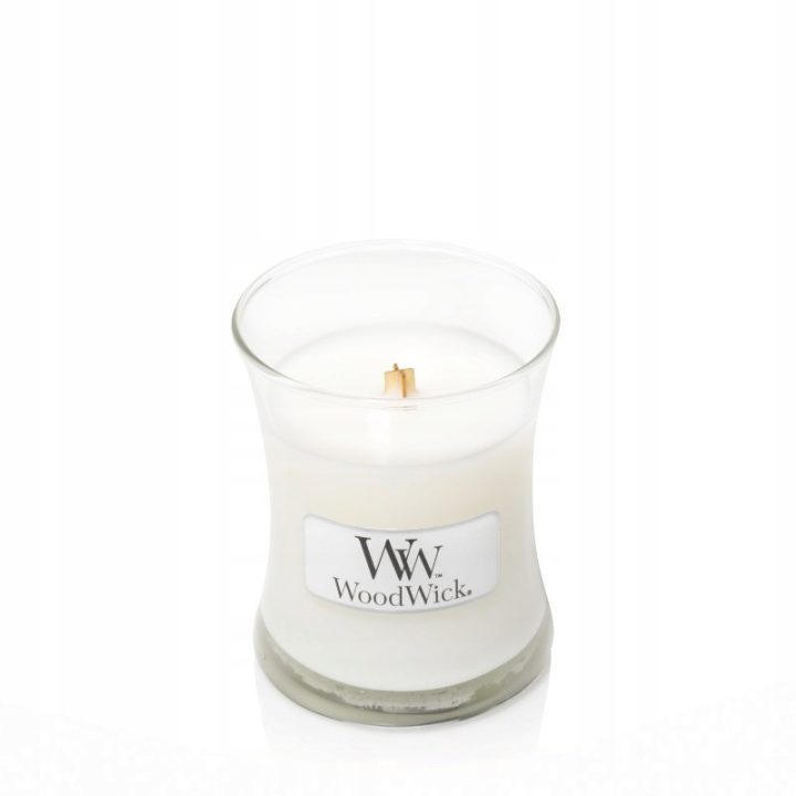 Candela profumata piccola WOODWICK teak bianco 85 g 1 pezzo