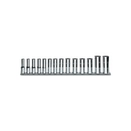 Beta 910AL/SB14 Serie di 14 chiavi a bussola a mano lunghe bocca esagonale (art. 910AL) su supporto 009100174