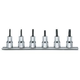 Beta 910TX/SB6 Serie di 6 chiavi a bussola maschio per viti con impronta Torx® (art. 910TX) su supporto 009100530
