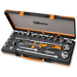 Beta 920A/C17M Assortimento di 17 chiavi a bussola a mano esagonali e 5 accessori in termoformato morbido, in cassetta di lamier