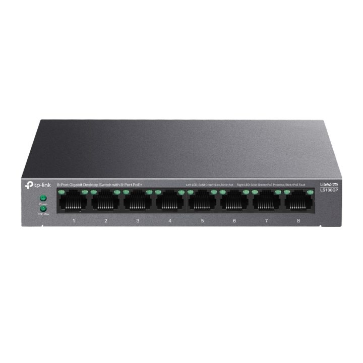 TP-Link LiteWave Switch Gigabit da tavolo 8 porte con 8 porte PoE+