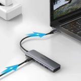 Ugreen CM195 adattatore 6-in-1 USB-C – lettore di schede HDMI / 2× USB-A 3.0 / USB-C PD / SD / TF – grigio