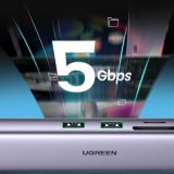 Adattatore Ugreen CM512 90568 USB-C – lettore schede 2× USB-A 3.0 / HDMI / RJ45 / SD e TF / USB-C PD 100 W grigio