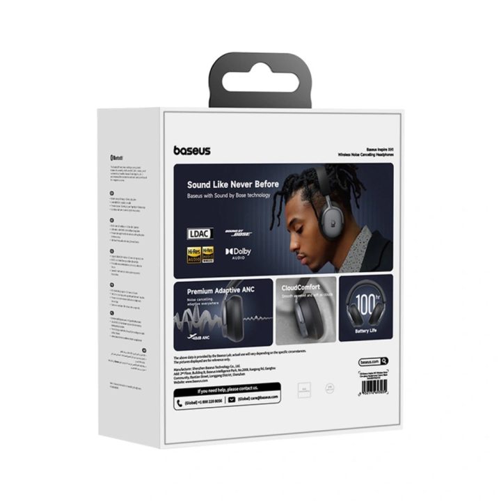 Cuffie wireless Baseus Inspire XH1 Sound by Bose ANC Dolby Audio colore Buco Nero