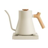 Fellow Stagg EKG PRO 900ml electric kettle in sesame beige with a wooden handle