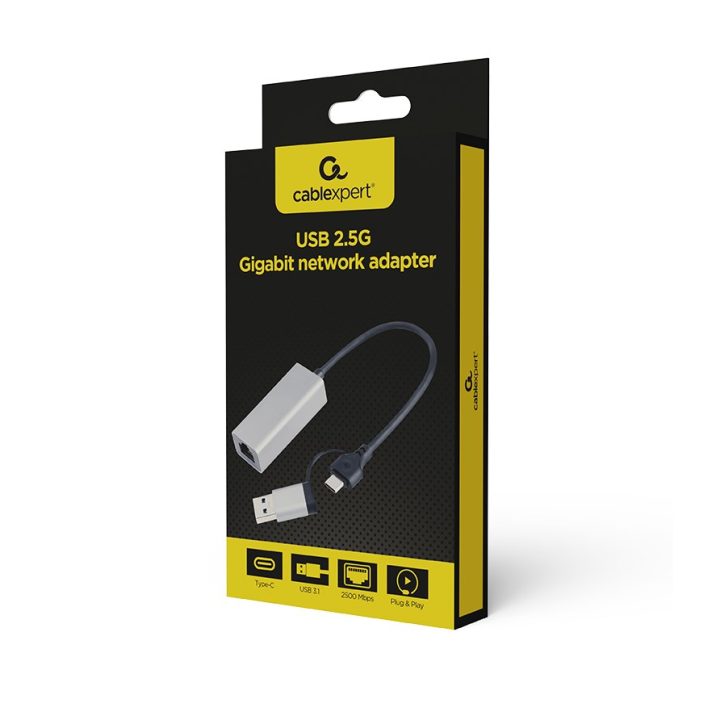 Gembird A-USB3AC-LAN2G-01 USB 2.5G Gigabit adattatore di rete grigio spazio