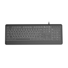 Gembird KB-UML-04-CYRL Tastiera slim cablata retroilluminata nera layout cirillico