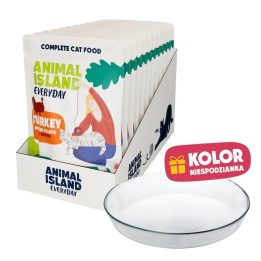 ANIMAL ISLAND Everyday Tacchino in brodo Scatola - cibo umido per gatti - 12x85g + piatto omaggio