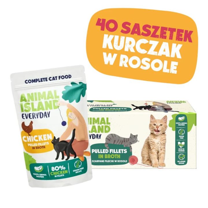 ANIMAL ISLAND Pollo in brodo - cibo umido per gatti - 40x85g