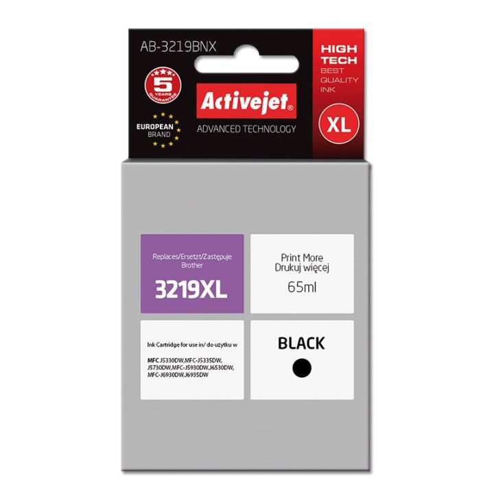 Activejet AB-3219BNX Inchiostro (sostituzione per Brother LC3219Bk XL Supreme 65 ml nero)