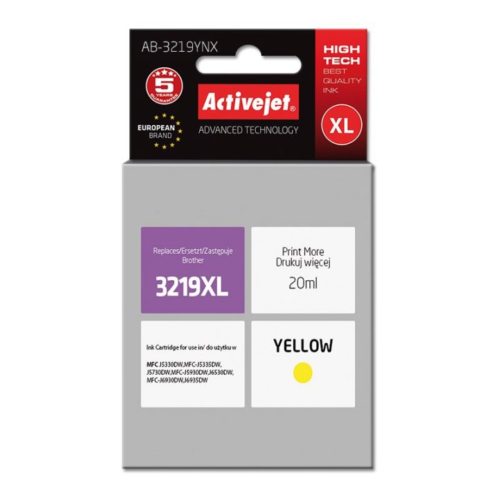 Activejet AB-3219YNX Cartuccia d'inchiostro (sostituzione per Brother LC3219Y XL Supreme 20 ml giallo)