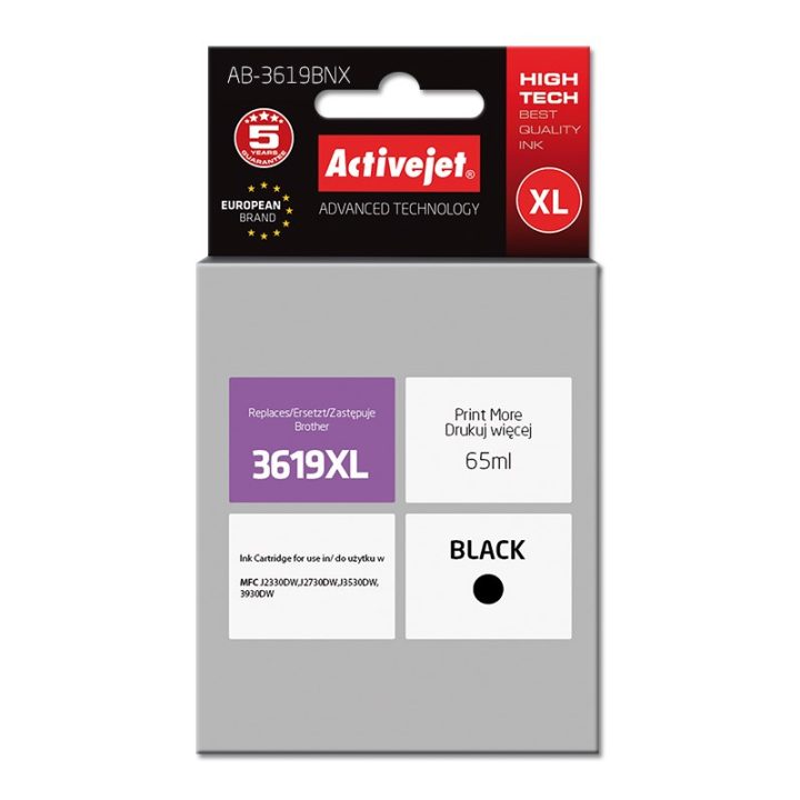 Activejet AB-3619BNX Inchiostro (sostituzione per Brother LC3619Bk XL Supreme 65 ml nero)