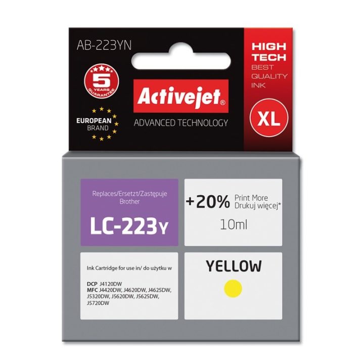 Activejet AB-223YN Inchiostro (sostituzione per Brother LC223Y Supreme 10 ml giallo)