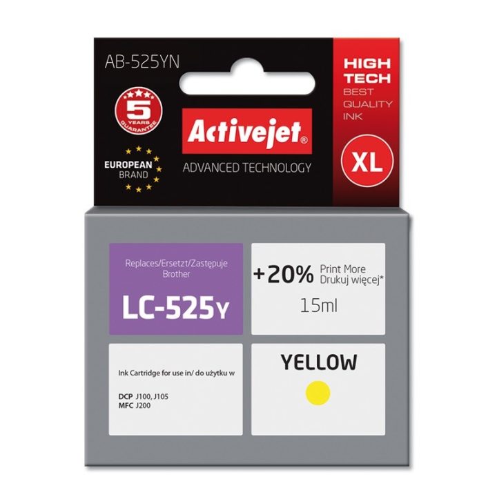 Activejet AB-525YN Inchiostro (sostituzione per Brother LC525Y Supreme 15 ml giallo)