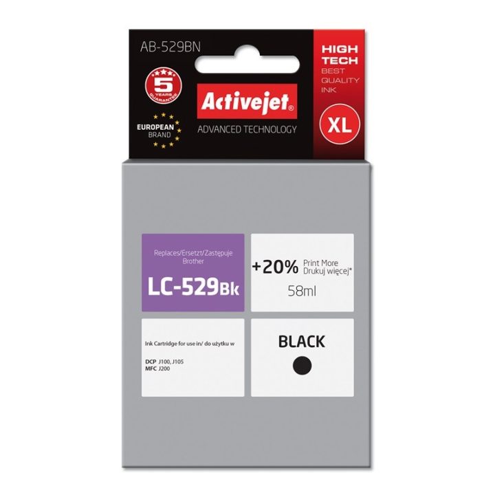 Activejet AB-529BN Inchiostro (sostituzione per Brother LC529BK Supreme 58 ml nero)