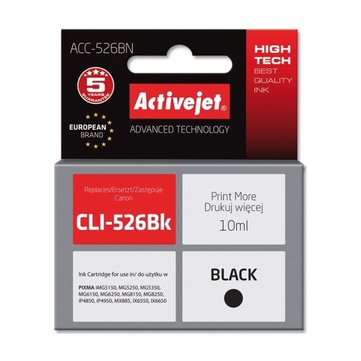 Activejet ACC-526BN Inchiostro (sostituzione per Canon CLI-526Bk Supreme 10 ml nero)