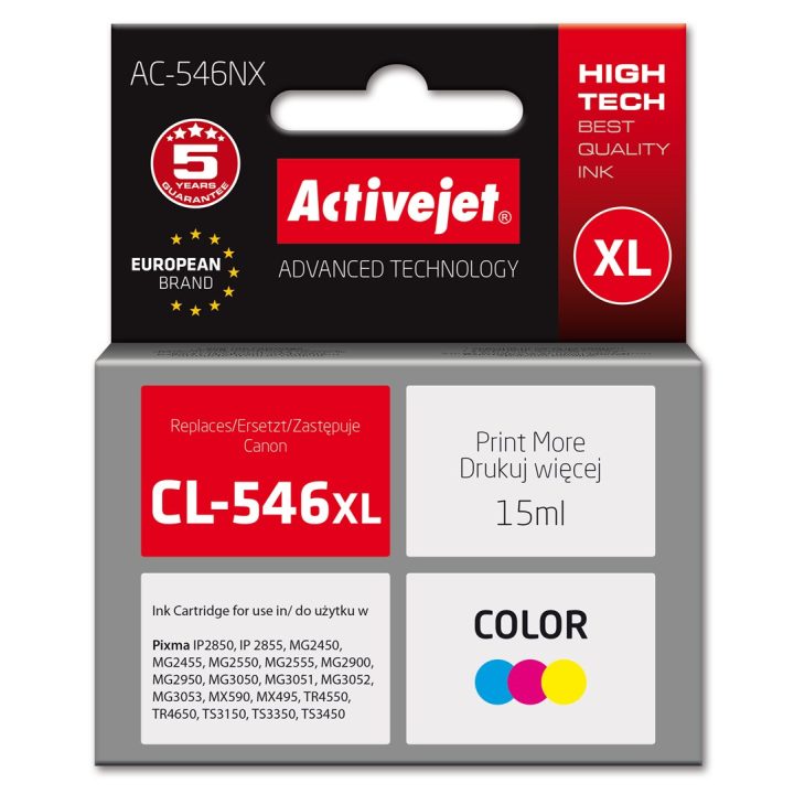 Activejet AC-546NX Inchiostro per stampante Canon sostitutivo Canon CL-546XL Supreme 15 ml ciano magenta giallo